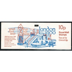 10p London 1980 "January 80". Pane DP36 (Jumelle). Perf P1. Book Marker Bar on cover.