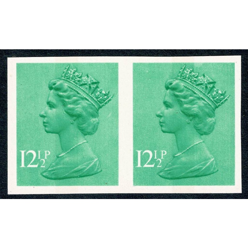 12½p light emerald FCP/PVAD CB. IMPERFORATE HORIZONTAL PAIR. SG X898a