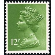 12p lime green FCP/PVAD 2B  9.5mm(short at top and bottom) ex DP44. 1980 £2.20 Christmas booklet.