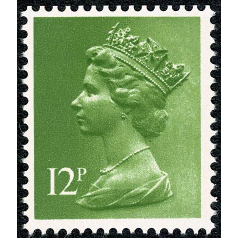 12p lime green FCP/PVAD 2B  9.5mm(short at top and bottom) ex DP44. 1980 £2.20 Christmas booklet.