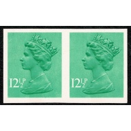 12½p light emerald FCP/PVAD CB. IMPERFORATE HORIZONTAL PAIR. SG X898a