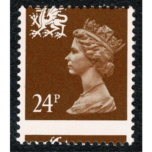 Wales 24p red brown ACP/PVA. PERFORATION SHIFT
