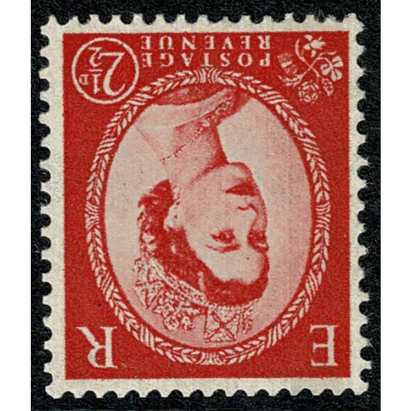 1961 2½d carmine-red Type II. Watermark Crowns. Left Band Blue Phosphor. WATERMARK INVERTED. SG 614aWi. SG Spec. S64b