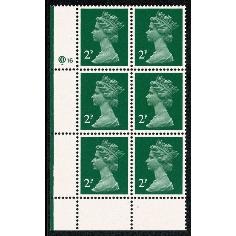 2p green. ACP/PVAD 15 x 14. lower left Q16 cyl. block of six.