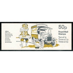 50p Commercial Vehicles No.5 "Albion van". DP28 (7p at left) Perf E1. Book Marker Bar on cover.