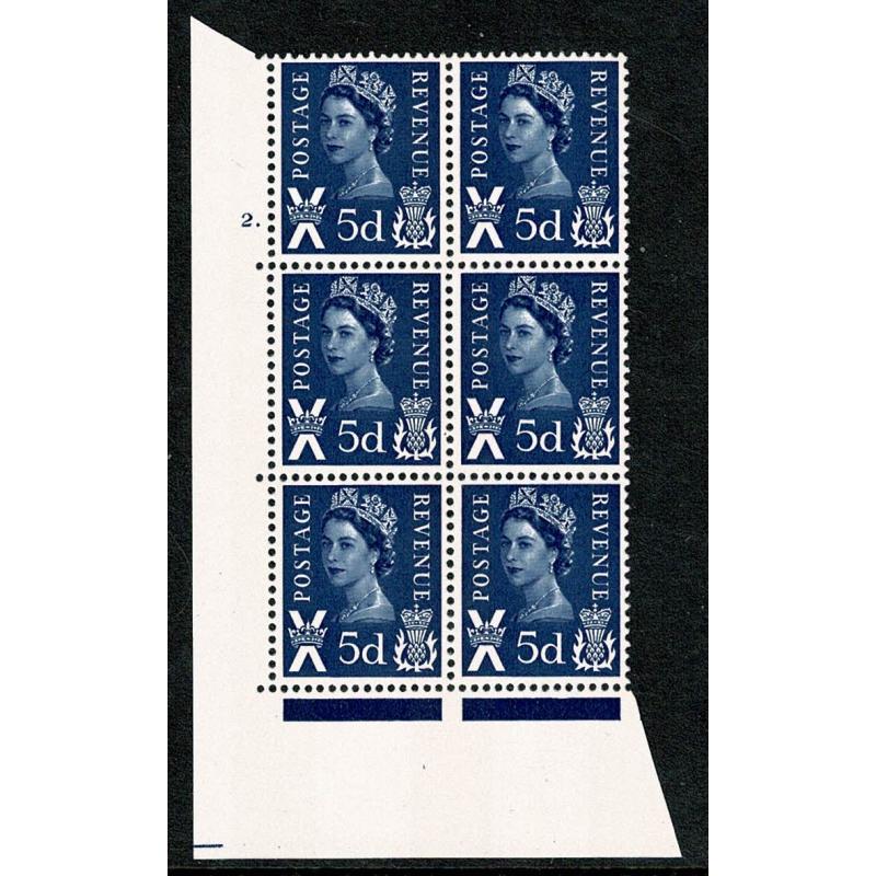 5d royal blue PVA 2B. Cylinder 2 dot block of six. SG S11