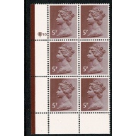 5p Claret. PCP/PVAD 15 x 14. lower left Q10 cyl. block of six.