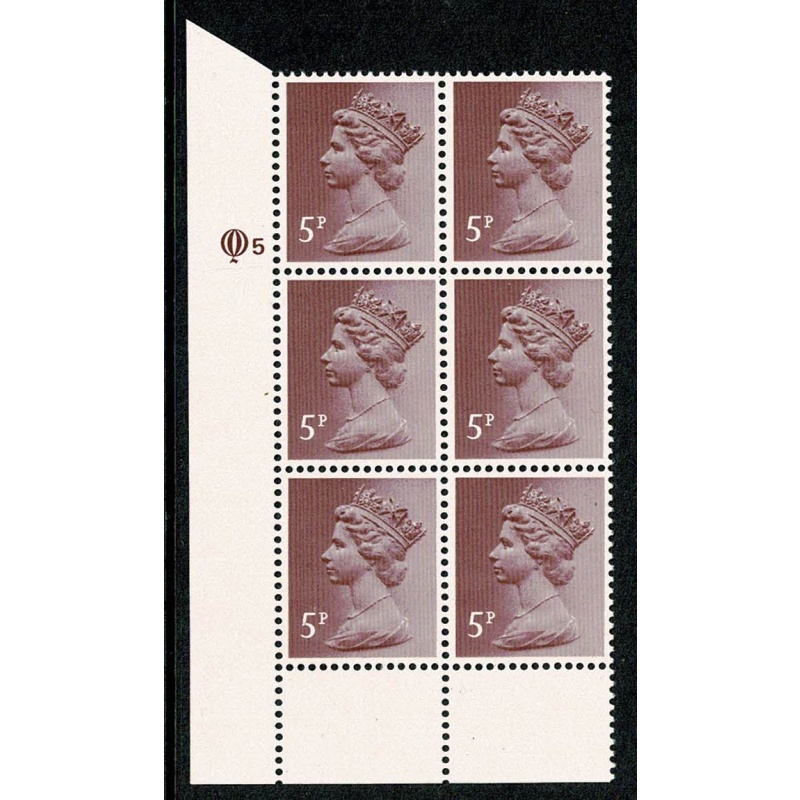 5p Claret. PCP/PVAD 15 x 14. lower left Q5 cyl. block of six.