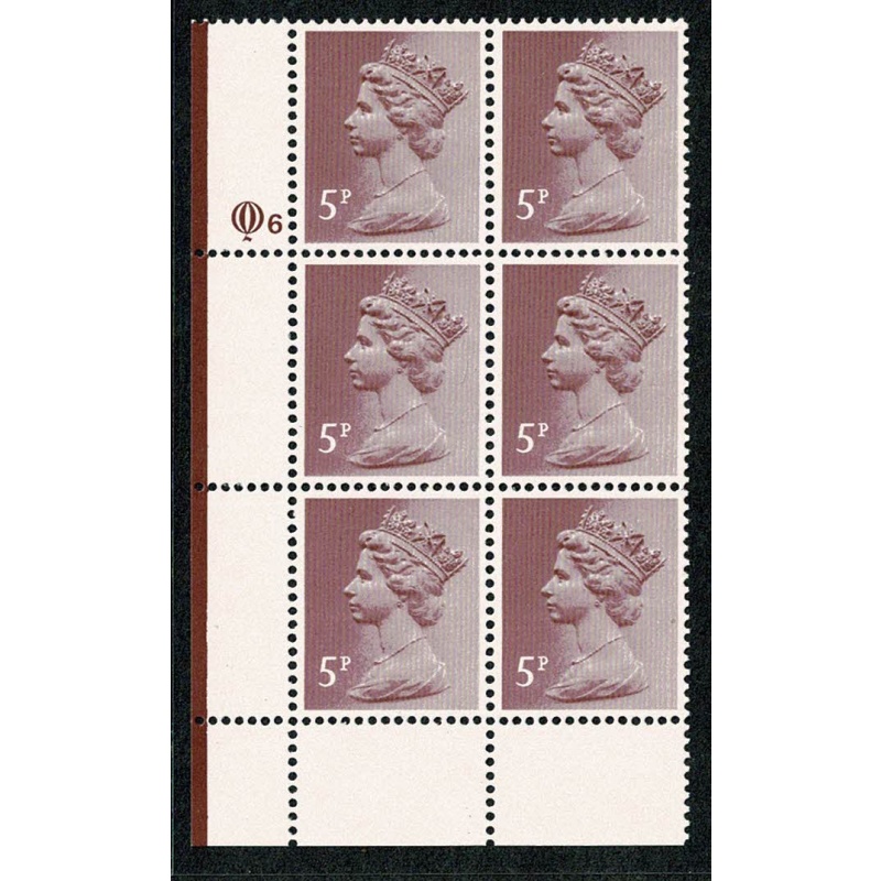 5p Claret. PCP/PVAD 15 x 14. lower left Q6 cyl. block of six.