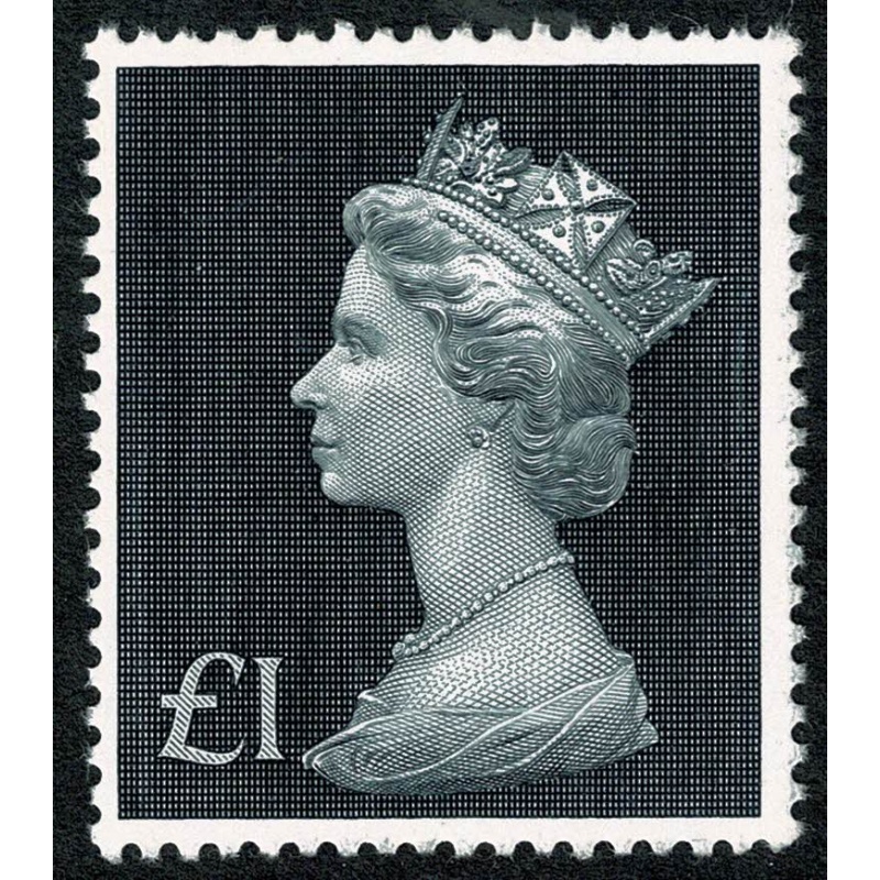 1972 £1 bluish black redrawn value. Superb COMPLETE OFFSET printing variety.