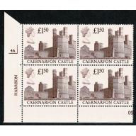 1988 Castle £1.50. Plate 4A block of four.