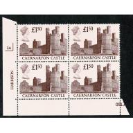 1988 Castle £1.50. Plate 2A block of four.