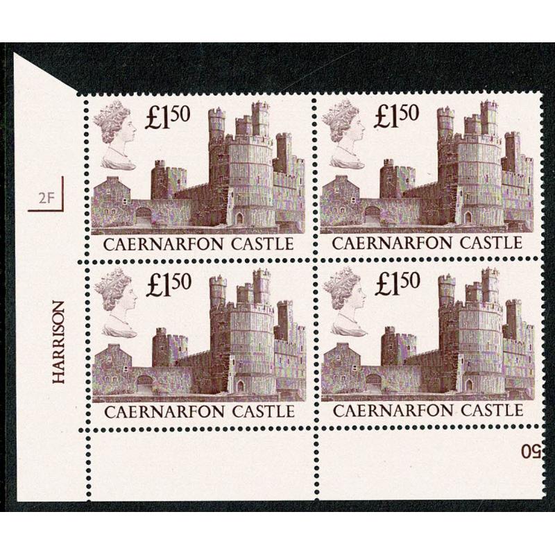 1988 Castle £1.50. Plate 2F block of four.