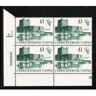 1988 Castle £1. Plate 1I block of four.