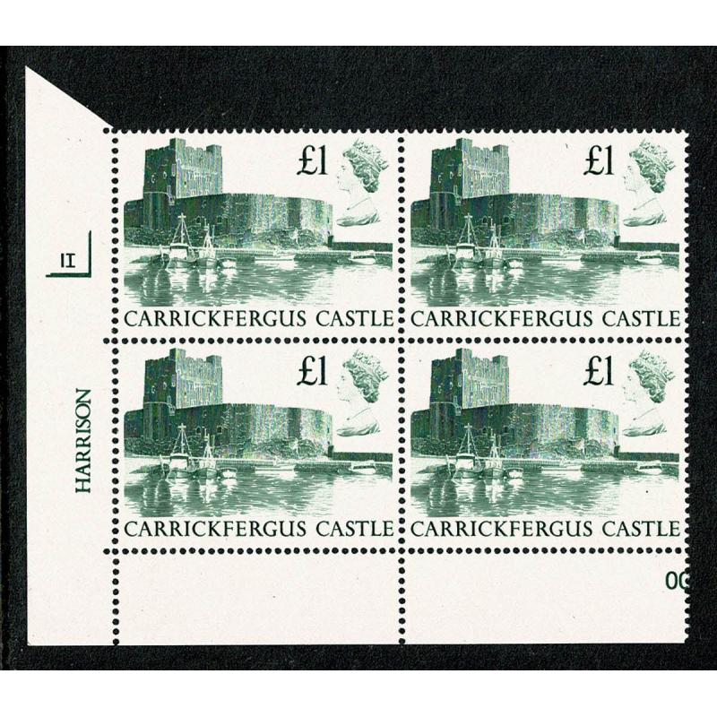 1988 Castle £1. Plate 1I block of four.