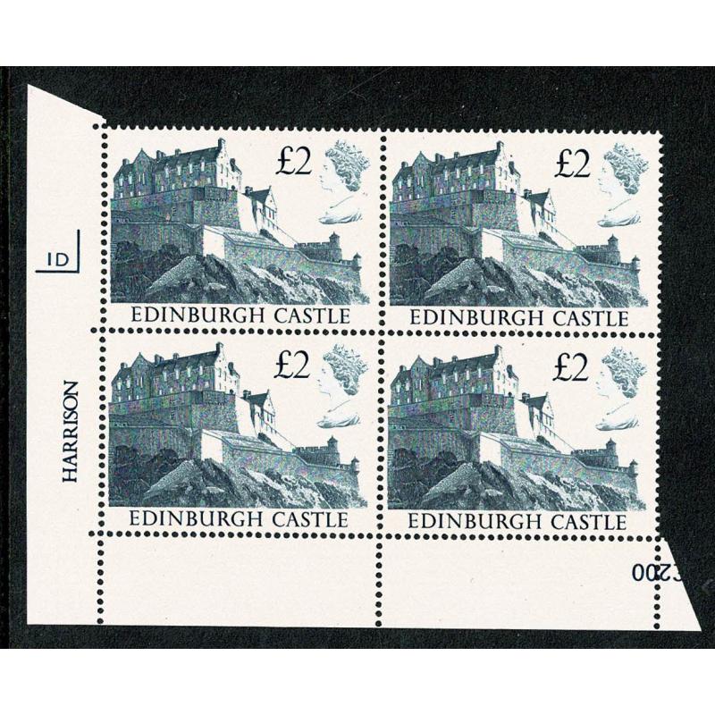 1988 Castle £2. Plate 1D block of four.