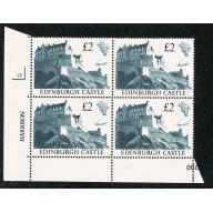 1988 Castle £2. Plate 1F block of four.