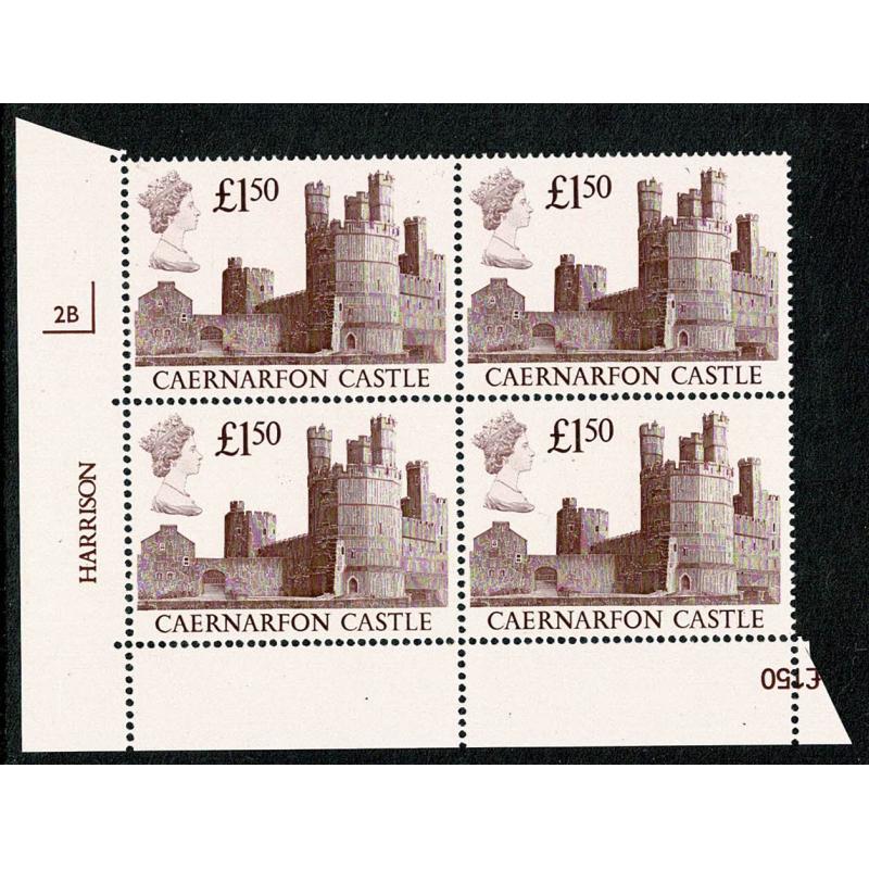 1988 Castle £1.50. Plate 2B block of four.