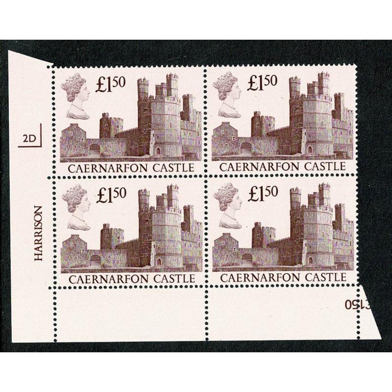 1988 Castle £1.50. Plate 2D block of four.