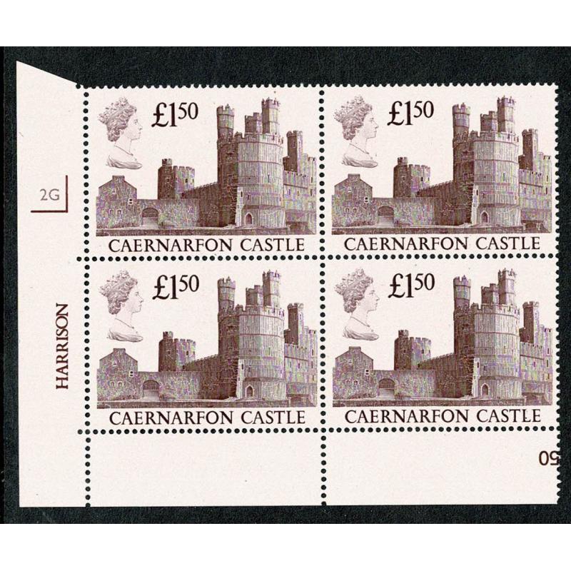 1988 Castle £1.50. Plate 2G block of four.