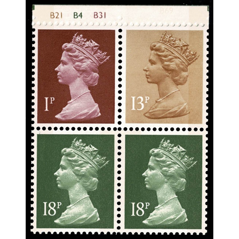 50p Roman Briitain No.2  No.4. "Verulamium". DP93 Cyl. B21 B4 B31 p69. SG FB37. Plated to column 3 of primary sheet.