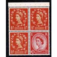 SB12. Pane of 3 x ½d with 2½d. Chalk surfaced paper, Watermark Crowns Upright. Perf Is.