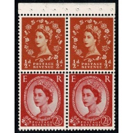 SB13. Pane of 2 x ½d/2½d. Watermark Crowns to Left. Perf Is.