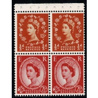 SB13. Pane of 2 x ½d/2½d. Watermark Crowns to Left. Perf AP.