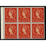 SB1 Pane of  6 x ½d. Watermark Tudor Crown Upright. Perf Ir.