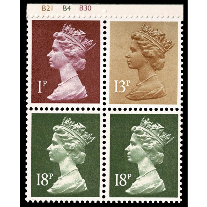 50p London Zoo No.1. "Pigs". DP93B Cyl. B21 B4 B30 p69. SG FB47. Plated to column 1 of primary sheet.